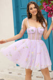 Lavanda Vestido Corto de Cóctel