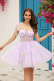 Lavanda Vestido Corto de Cóctel