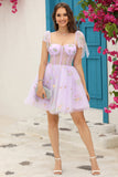 Lavanda Vestido Corto de Cóctel