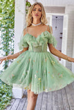 Off the Shoulder Ruffles Tul Homecoming Vestido con bordado
