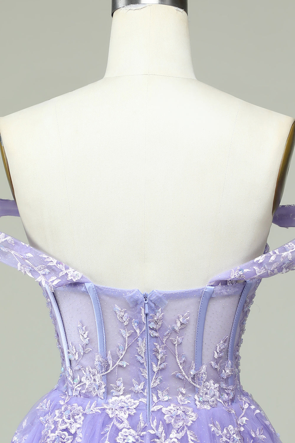 A Línea Fuera del Hombro Lila Vestido de Cóctel Con Apliques
