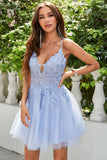 A Línea Tirantes de Espagueti Púrpura Claro Vestido Corto