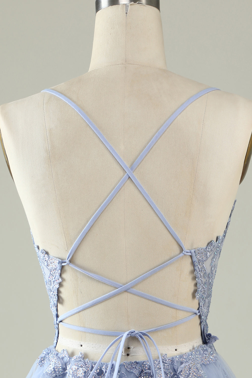 A Línea Correas de Espagueti Púrpura Claro Vestido de Cóctel