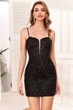 Tirantes de Espagueti Negro Vestido de Cóctel