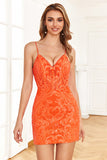 Lentejuelas Naranja Vestido de Cóctel