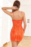 Lentejuelas Naranja Vestido de Cóctel