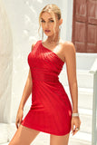 Un Hombro Rojo Vestido de Cóctel