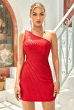 Un Hombro Rojo Vestido de Cóctel