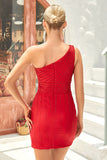 Un Hombro Rojo Vestido de Cóctel