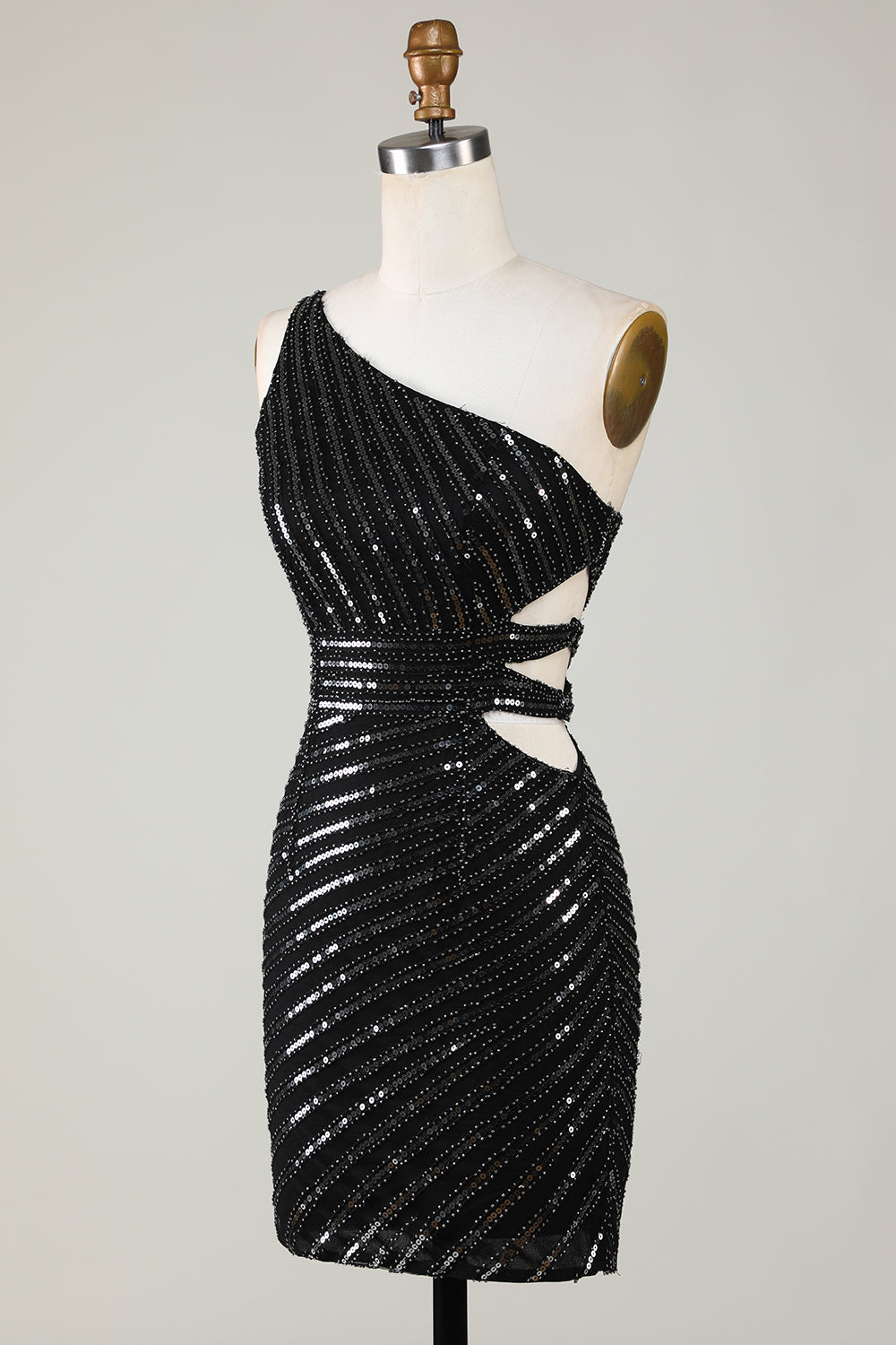 Un Hombro Negro Vestido de Cóctel