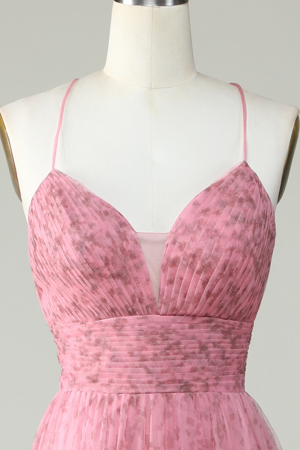 A Línea Tirantes de Espagueti Rosa Vestido de Graduación