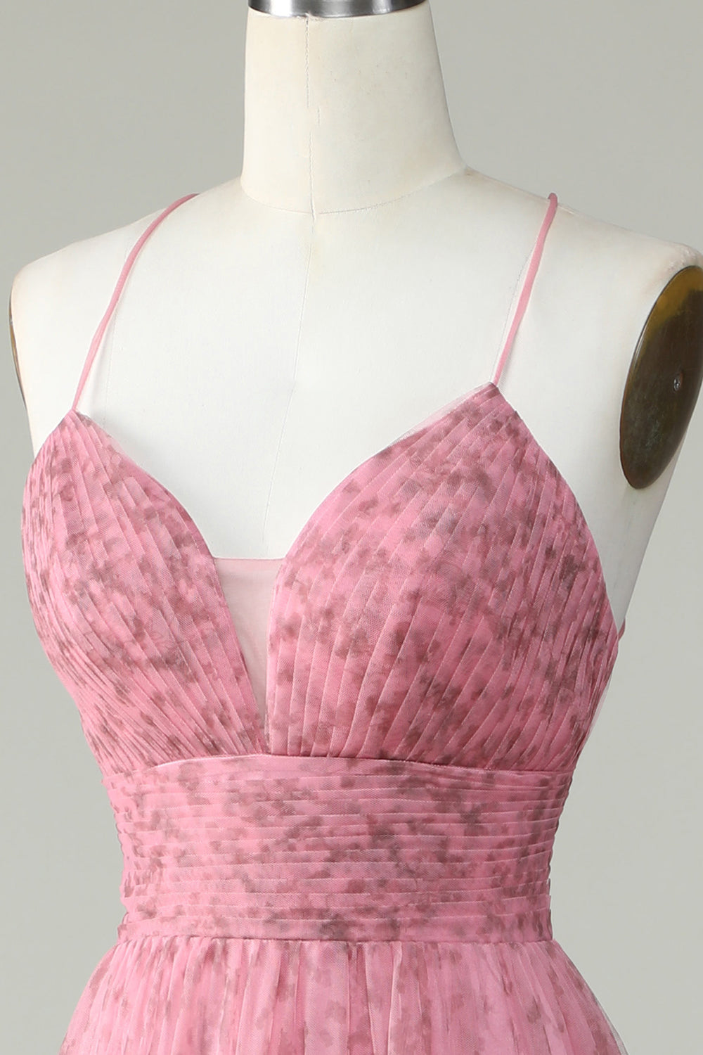 A Línea Tirantes de Espagueti Rosa Vestido de Graduación