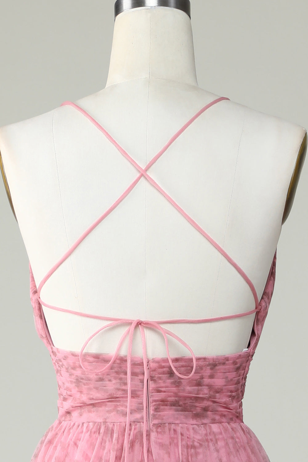 A Línea Tirantes de Espagueti Rosa Vestido de Graduación