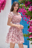 Precioso vestido floral Dusty Rose Homecoming con volantes