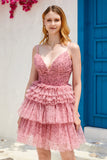Blush A Line Spaghetti Straps Homecoming Vestido con volantes