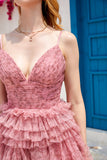 Blush A Line Spaghetti Straps Homecoming Vestido con volantes