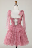 Blush estampado A-Line Short Tulle Homecoming Dress