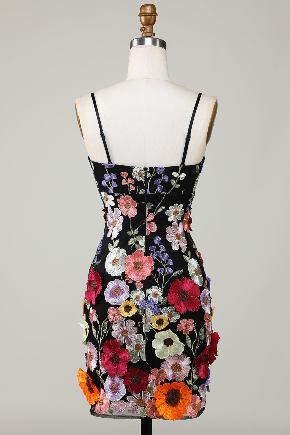 Vaina Spaghetti Straps Blush Homecoming Vestido con flores 3D