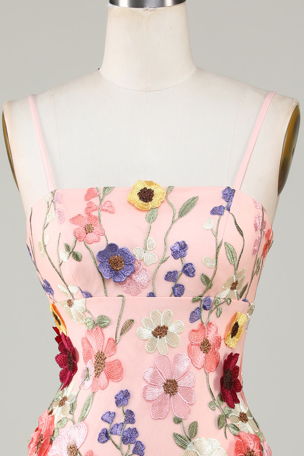 Bodycon Spaghetti Straps Vestido de bienvenida negro con flores 3D