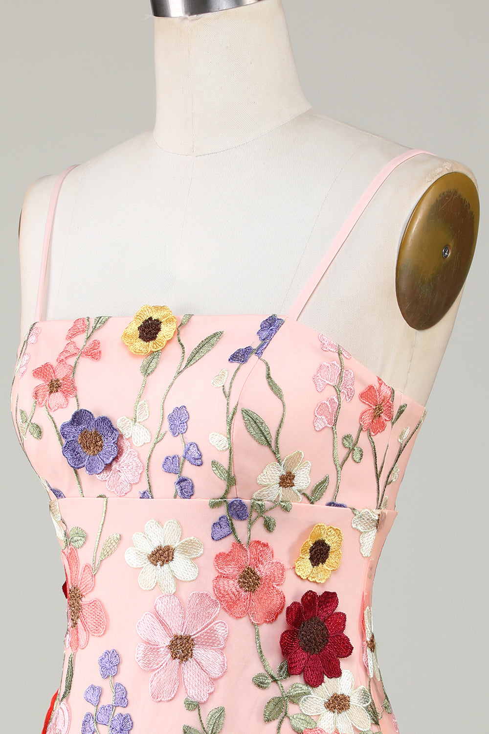 Bodycon Spaghetti Straps Vestido de bienvenida negro con flores 3D