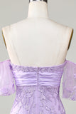 Bodycon Sweetheart Purple Short Homecoming Dress con Bowknot