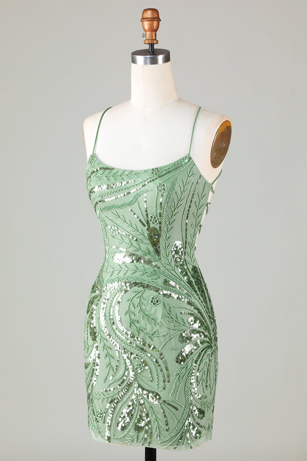 Tirantes de Espagueti Verde Vestido de Cóctel