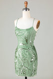 Tirantes de Espagueti Verde Vestido de Cóctel