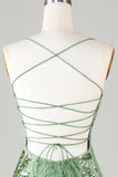 Tirantes de Espagueti Verde Vestido de Cóctel