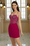 Tirantes de Espagueti Fucsia Vestido de Cóctel