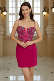 Tirantes de Espagueti Fucsia Vestido de Cóctel