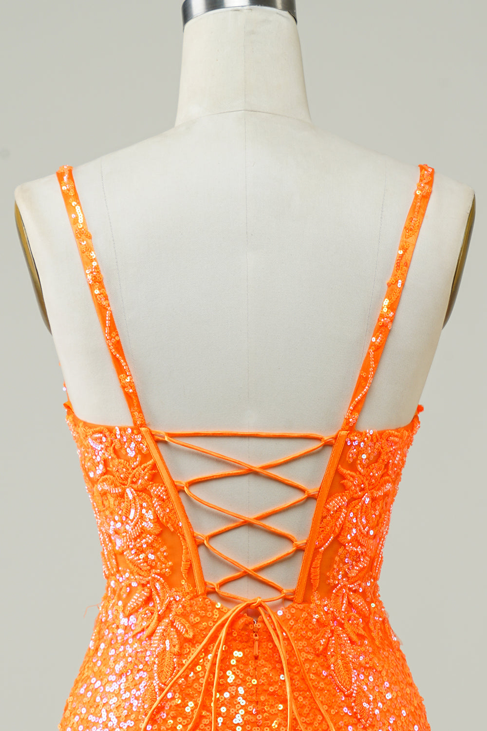 Naranja Vestido de Cóctel Con Cuentas