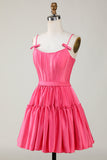 Trendy A-Line Spaghetti Straps Black Short Homecoming Dress