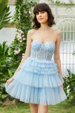 A-Línea Rosa Vestido de Cóctel Con Volantes