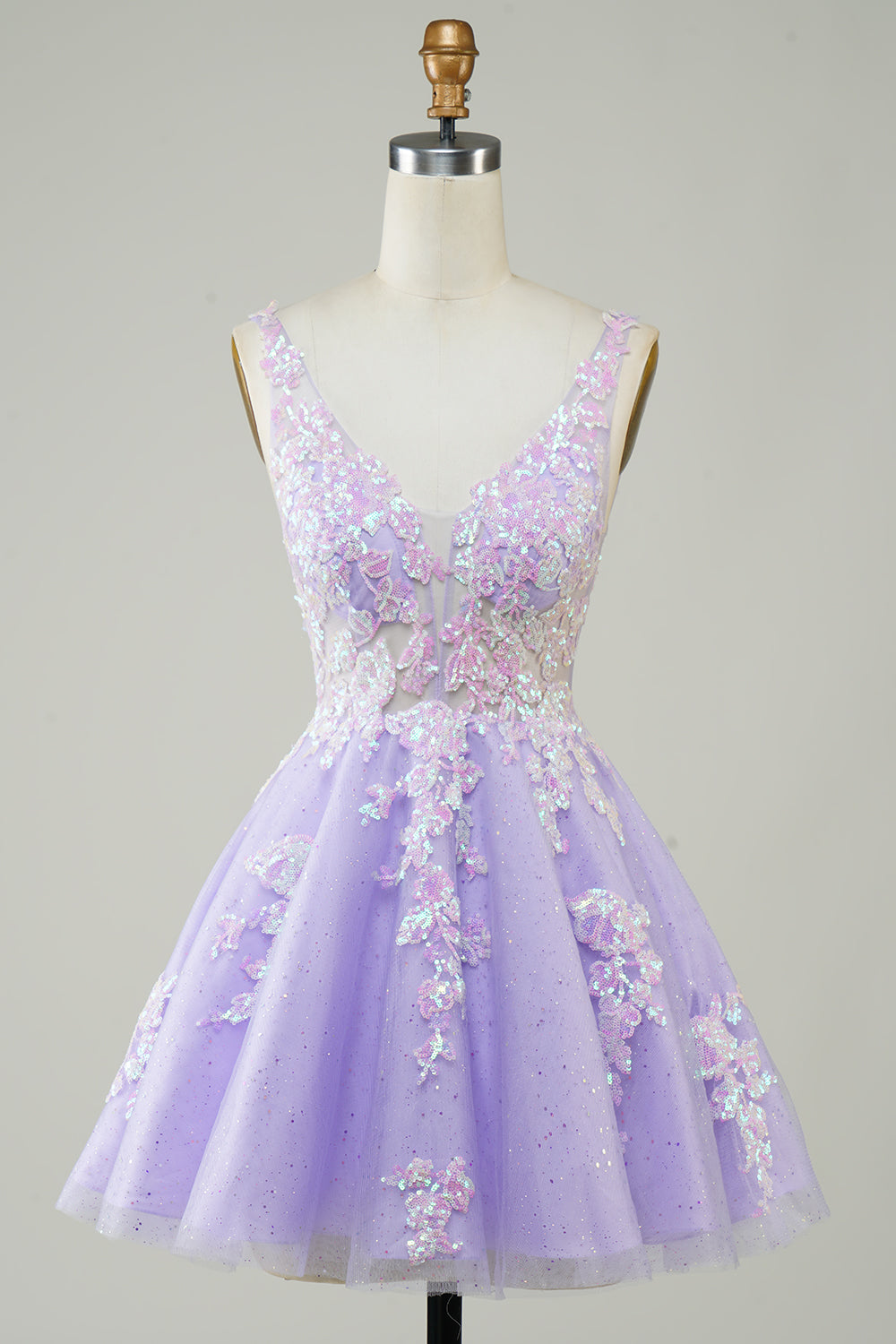 Fucsia lentejuelas V cuello sin espalda vestido corto de bienvenida