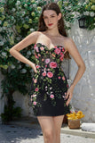 Vestido Negro de Cóctel Con Apliques