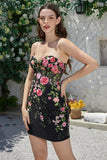Vestido Negro de Cóctel Con Apliques
