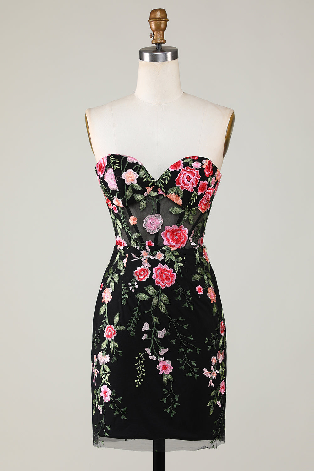 Sweetheart Black Homecoming Vestido con apliques