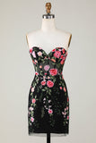 Sweetheart Black Homecoming Vestido con apliques