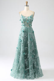 Vestido de fiesta largo con corsé de flores de encaje gris brillante