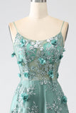 Vestido de fiesta largo con corsé de flores de encaje gris brillante