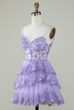 Lindo A Line Spaghetti Straps Dark Blue Sparkly Corset Homecoming Dress