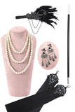 Lentejuelas Negro 1920s Gatsby Vestido Con Conjunto de Accesorios