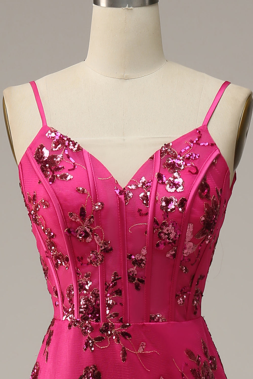 Lentejuelas Rosa Sirena Vestido de Graduación