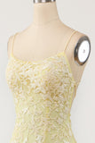 Yellow Mermaid Long Prom Dress con apliques