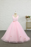 Vestido de niña de flores de longitud de piso rosa