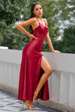 Vestido largo de fiesta sirena burdeos