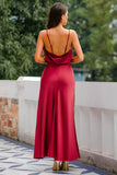 Vestido largo de fiesta sirena burdeos