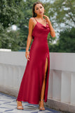 Vestido largo de fiesta sirena burdeos