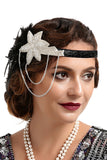 1920 Negro y pluma del oro con cuentas diadema