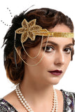 1920 Negro y pluma del oro con cuentas diadema
